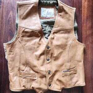 Vintage Marlboro Classics Tan Leather Vest - Men's Large